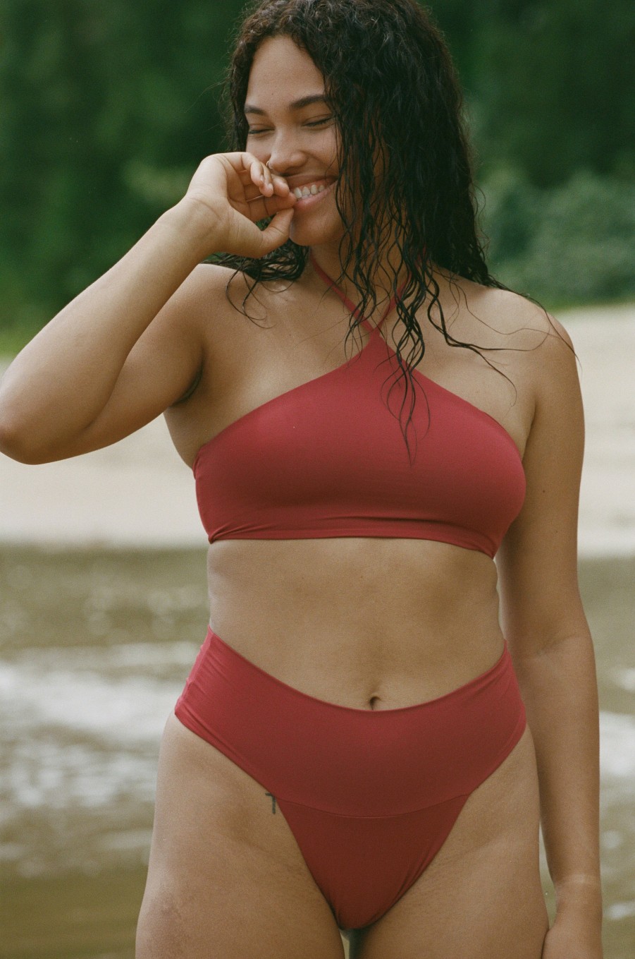 Swim toast swim | Banded Waist Bikini Bottom Rhubarb